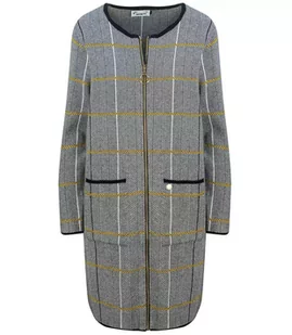 Ciepły długi Sweter Kardigan w jodełkę-L/XL - Swetry damskie - miniaturka - grafika 1