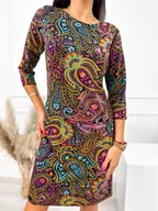 Sukienki - Czarna Sukienka w Kolorowy Wzór - ModnaKiecka.pl - miniaturka - grafika 1