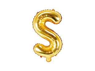 PartyDeco Balon foliowy, litera S, złoty, 35 cm - Balony i akcesoria - miniaturka - grafika 1