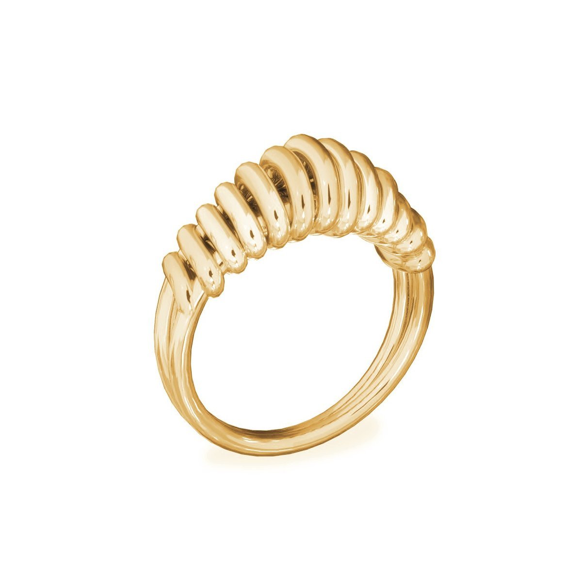 Szeroki pierścionek spirala, srebro 925, XENIA x GIORRE : ROZMIAR PIERŚCIONKA - 15 UK:P Φ17,33 MM, Srebro - kolor pokrycia - Pokrycie żółtym 18K..