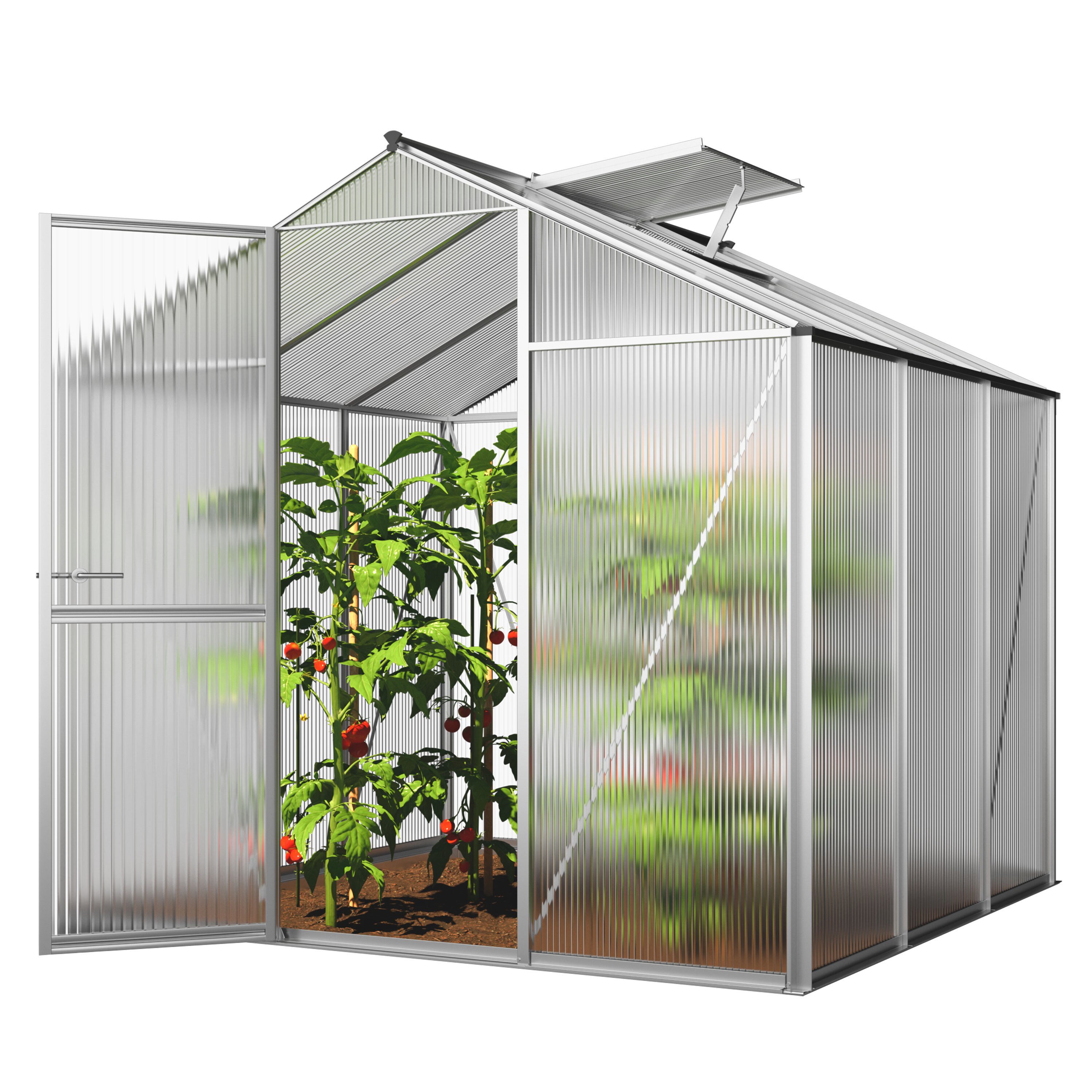 GFP szklarnia ECO 3 rama aluminiowa 192x192 cm - płytami poliwęglanowymi o grubości 6 mm