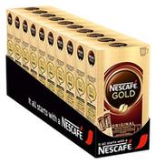 Kawa - NESCAFÉ GOLD Oryginalna, rozpuszczalna kawa ziarnista z wyselekcjonowanych ziaren kawy, proszek rozpuszczalny zawierający kofeinę, pełna i aromatyczna, opakowanie 10 sztuk (po 10 x 2 g) - miniaturka - grafika 1