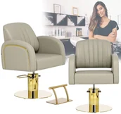 Fotele fryzjerskie - Fotel fryzjerski hydrauliczny obrotowy do salonu fryzjerskiego podnóżek chromowany krzesło fryzjerskie Imperia - miniaturka - grafika 1