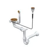 Syfony - QUADRON Syfon zlewu 90 mm okrągły 1-KOMOROWY AUTOMAT oszczędzający miejsce miedź QUADRON - miniaturka - grafika 1