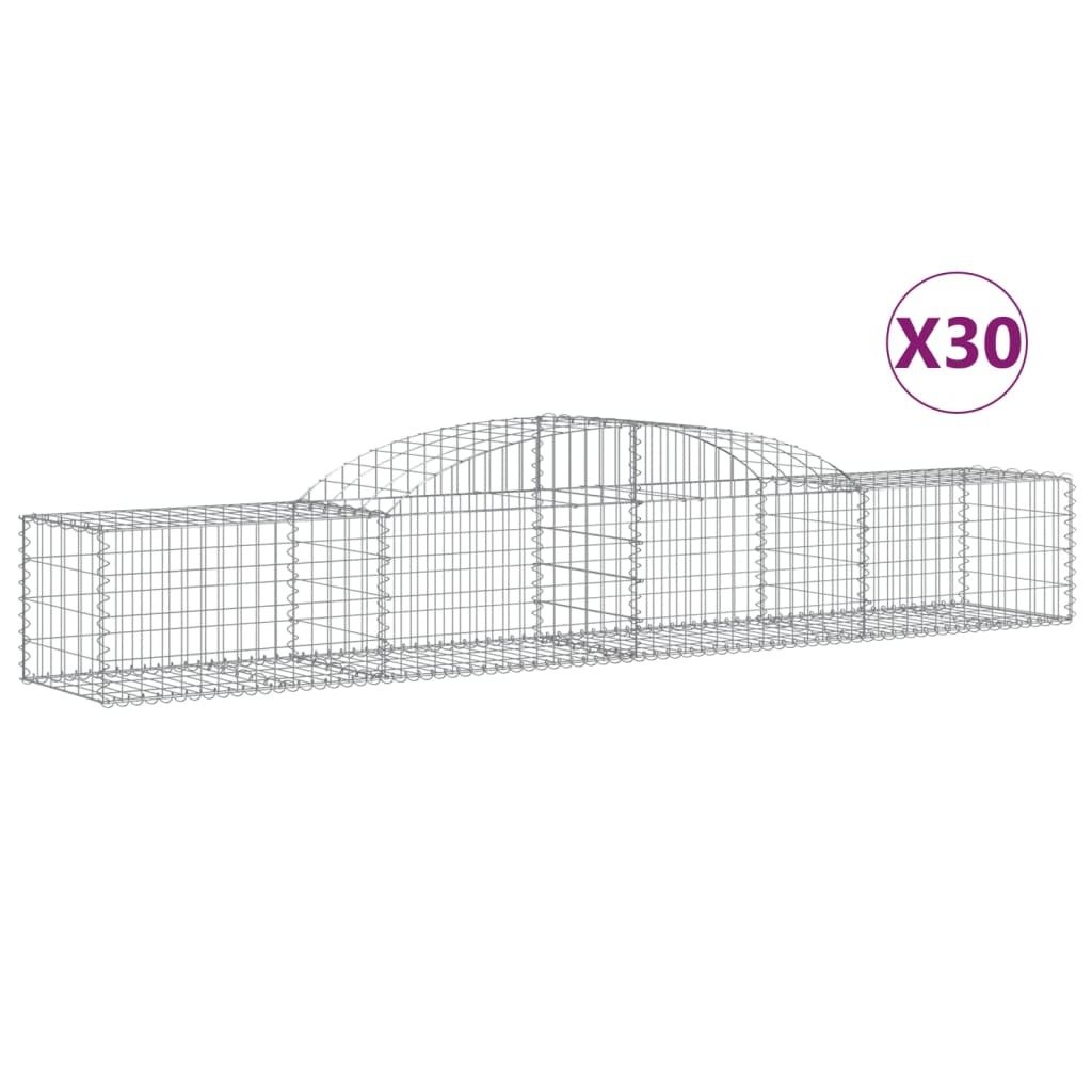 vidaXL Gabiony z wysokim łukiem 30 sztuk 300x50x40/60 cm Ocynkowane żelazo