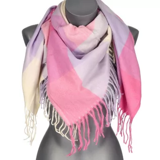 Apaszki i szaliki damskie - Różowy Duży Szalik Damski bawełniany ciepły chusta na szyję AXD-13 różowy - grafika 1
