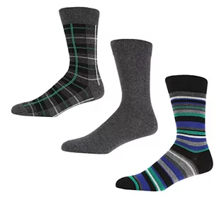 Ben Sherman Męskie bawełniane skarpety Trew w kolorze węgla drzewnego/paski, inteligentne i wygodne, na co dzień, rozmiar 40,5, 45,5 - opakowanie zbiorcze 3 szt, Paski węglowe, rozmiar uniwersalny - Skarpetki męskie - miniaturka - grafika 1