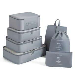 ORGANIZER PODRÓŻNY CZARNY ZESTAW 7szt. ORGANIZERÓW POJEMNY DO WALIZKI TORBY WYTRZYMAŁY - Akcesoria podróżnicze - miniaturka - grafika 1