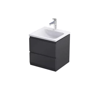 Oristo Brylant szafka z umywalką wisząca 49x50x45 czarny mat OR36-SD2S-50-8-V3/UME-TW-50-91 | - Szafki łazienkowe - miniaturka - grafika 1