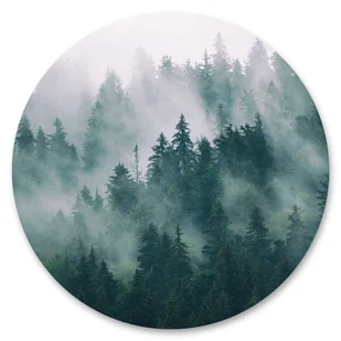 Naklejka Okrągła Las We Mgle Pejzaż 3D Drzewa Natura Ozdoba 100Cm X 100Cm - Fototapety - miniaturka - grafika 1