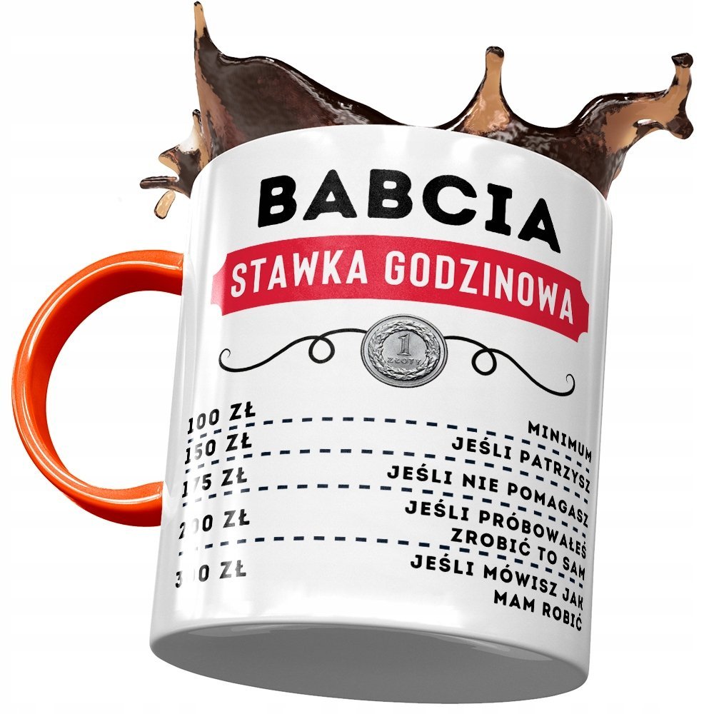 Kubek Pomarańczowy Dla Babci Babuni na Dzień Babci z Nadrukiem ze Zdjęciem + Opakowanie na prezent (wzór 01)