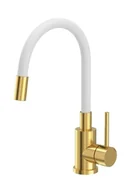 Baterie kuchenne - Quadron POP Bateria zlewozmywakowa stalowa MAGGIE kolor złoty z elastyczną białą wylewką - miniaturka - grafika 1