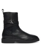 Botki damskie - Calvin Klein Botki Ankle Boot W/ Metal Logo HW0HW02663 Czarny - miniaturka - grafika 1