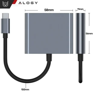 Adapter przejściówka HUB 3w1 USB-C na HDMI USB-A USB-C 4K 60Hz Alogy szary - Kable - miniaturka - grafika 7