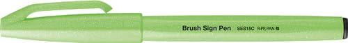 Pentel SES15C-FKX Brush Sign Pen neonowo-zielony, długopis z włókien, końcówka przypominająca pędzel, 1 sztuka