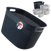 Pojemniki biurowe - Koszyk prostokątny 30L Curver Filo Recycled, granatowy - miniaturka - grafika 1