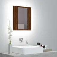 Toaletki - vidaXL Szafka łazienkowa z lustrem i LED, brązowy dąb, 40x12x45 cm - miniaturka - grafika 1