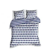 Pościel dla dzieci - Carbotex Pościel satynowa 160x200 Nasa kosmos dla miłośników astronautyki pasy logo biała niebieska 2 poszewki 70x80 młodzieżowa - miniaturka - grafika 1