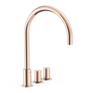 Bateria umywalkowa 3-otworowa Tres Study różowe złoto połysk 06110501OP - Baterie umywalkowe - miniaturka - grafika 1