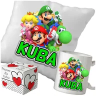 Gadżety dla niej i dla niego - Kubek + Poduszka Super Mario Bros 330ml 40x40cm i Opakowanie Na Prezent i Imię - miniaturka - grafika 1