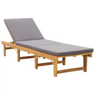 Leżaki ogrodowe - vidaXL Składany leżak z poduszką, lite drewno akacjowe - miniaturka - grafika 1