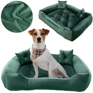 Legowiska dla psów - Legowisko Dla Psa Kanapa Posłanie Welurowe 70X60 Cm Pikowane Prestiżowe Zielone - miniaturka - grafika 1