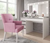 Toaletki - Komplet białe biurko toaletka z lustrem podświetlanym połysk N3-W13 - miniaturka - grafika 1