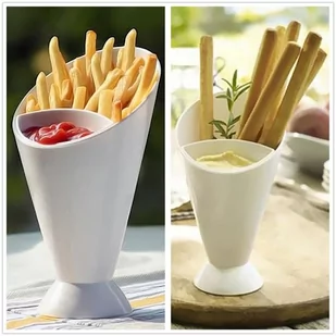 PysznaPaczka.pl Pojemnik - rożek do frytek, chipsów, przekąsek i lodów z pojemnikiem na sos / ketchup - HIT tego roku! 5903181045660 - Pojemniki kuchenne - miniaturka - grafika 1