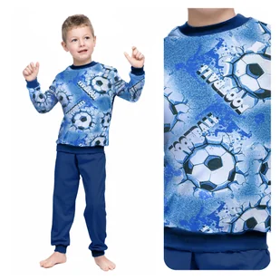 PIŻAMA DZIECIĘCA DLA CHŁOPCA CHŁOPIĘCA BAWEŁNIANA DŁUGI RĘKAW PIŁKA NOŻNA NA PREZENT 134 - Moda i Uroda OUTLET - miniaturka - grafika 1