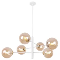 Lampy sufitowe - Lampa sufitowa wisząca Cannes biała modern 6xE14 klosz szklany kula miodowa/złota Light Home LH - miniaturka - grafika 1