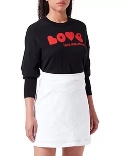 Love Moschino Damska mini sukienka w stylu maxi z wyszytym sercem, Optical White, 42, optical white, 42 - Sukienki - miniaturka - grafika 1