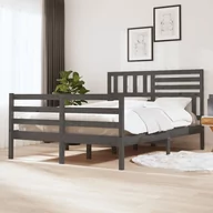 Łóżka - Lumarko Rama łóżka, szara, lite drewno, 140x200 cm - miniaturka - grafika 1