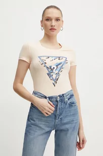 Guess t-shirt LEO damski kolor pomarańczowy W4YI15 J1314 - Koszulki sportowe damskie - miniaturka - grafika 1