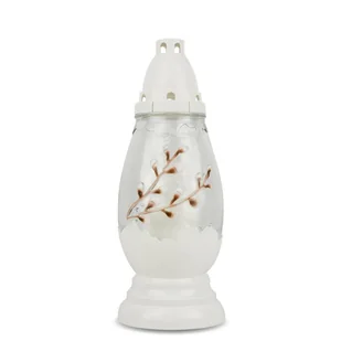 Znicz Wielkanocny Jajko 29 cm Biały DP77 Delux Light Duży Znicz Szklany Malowany z Wkładem Wymiennym - Lampiony i znicze - miniaturka - grafika 1