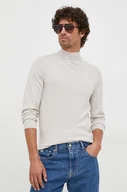 Swetry męskie - Calvin Klein sweter wełniany męski kolor szary lekki z półgolfem - miniaturka - grafika 1