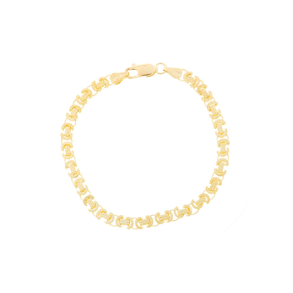 Srebrna Pozłacana bransoletka 925 Królewski Płaski splot