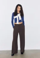 Koszulki i topy damskie - Stradivarius Koszulka basic z długim rękawem w paski Błękit elektryczny L - miniaturka - grafika 1