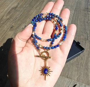 Długi naszyjnik Lapis lazuli i cytryn - Naszyjniki - miniaturka - grafika 1