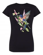 Koszulki i topy damskie - T-Shirt damski nadruk ptak KOLOROWY KANAREK r.M - miniaturka - grafika 1