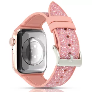 Kingxbar Crystal Fabric Band pasek bransoletka do Watch 6 / SE / 5 / 4 / 3 / 2 (40mm / 38mm) silikonowy pasek kryształowa opaska różowy - Etui i futerały do telefonów - miniaturka - grafika 2