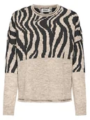 Swetry damskie - ONLY Sweter "Jade" w kolorze beżowo-czarnym - miniaturka - grafika 1