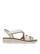 Sandały damskie - Rieker Sandały CEO-V3663-90 Złoty - miniaturka - grafika 1