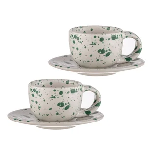 Biało-zielone kamionkowe filiżanki na espresso zestaw 2 szt. 100 ml Carnival – Ladelle - Filiżanki - miniaturka - grafika 1
