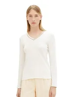 Koszulki i topy damskie - TOM TAILOR Damska koszulka z długim rękawem, 10315 - Whisper White, XS - miniaturka - grafika 1