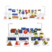 Zabawki konstrukcyjne - Duży zestaw znaków drogowych dla dzieci Nauka i Zabawa 56 sztuk - miniaturka - grafika 1
