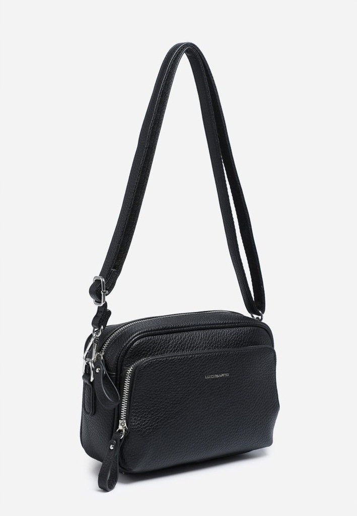 Czarna Urocza Damska Torebka Listonoszka na Ramię LUIGISANTO Skóra Eko