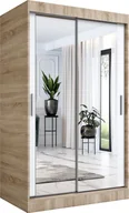 Szafy - MKPOL Szafa przesuwna MODUO COMFORT 120 dąb sonoma/biała mat z dwoma lustrami - miniaturka - grafika 1
