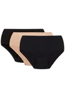 Majtki damskie - Figi Vivisence 4001 3-pack czarny/beżowy/granatowy - miniaturka - grafika 1