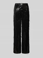 Spodnie damskie - Spodnie materiałowe z cekinowym obszyciem - miniaturka - grafika 1