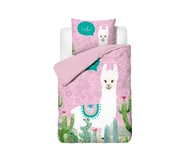 Pościel - 140X200/220 Hola Lama Róż Kpl Pościeli Mikrofibra - miniaturka - grafika 1